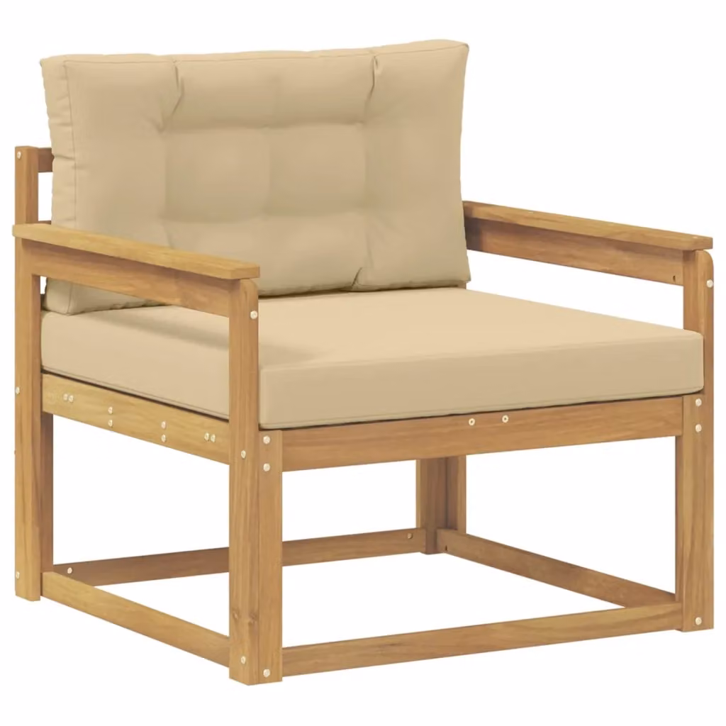 Divano centrale componibile da esterno DESIGN IN in legno di acacia e poliestere bianco e beige – 2