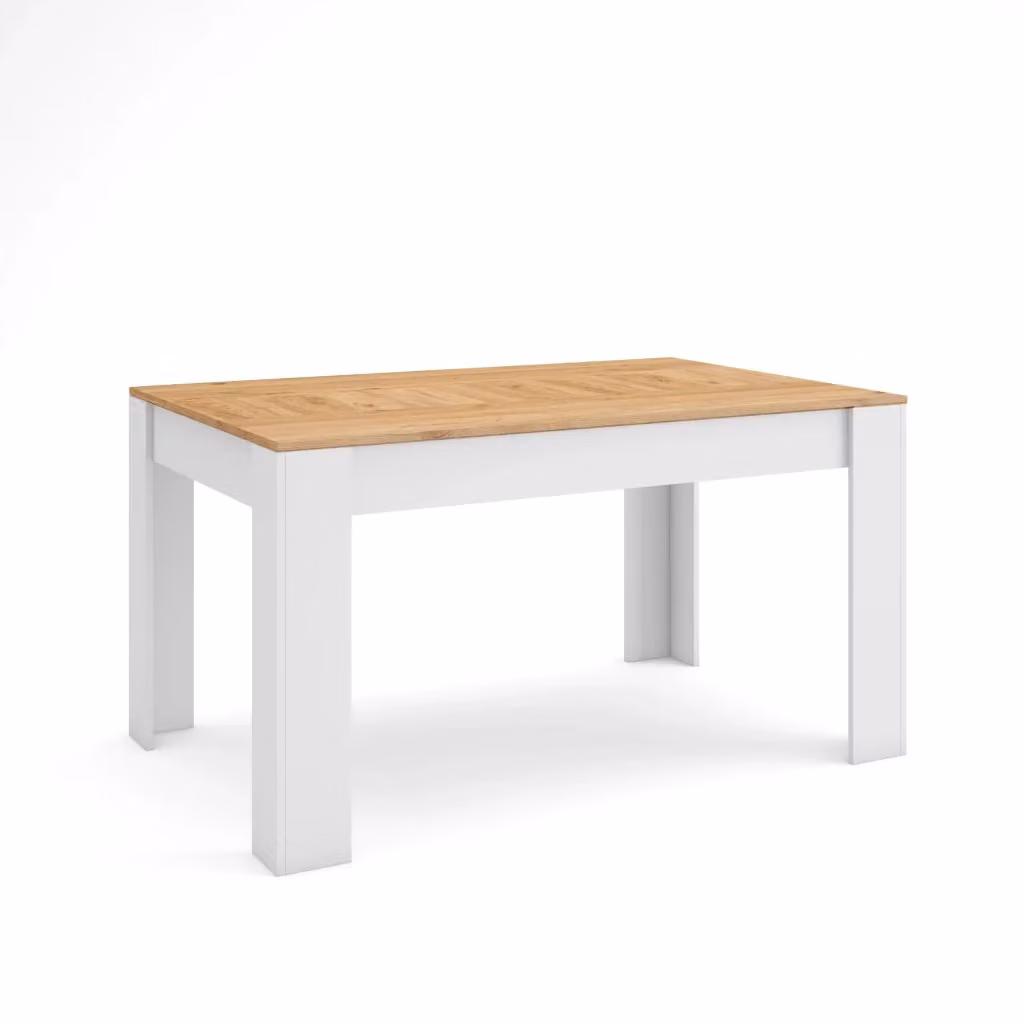 Tavolo da pranzo moderno SKRAUT HOME in legno, ideale per 6 persone, L/P/H: 140 x 90 x 76 cm, colore rovere e bianco – 2