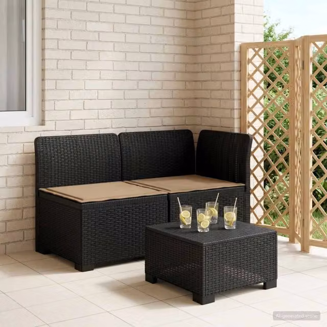 Divano da giardino a 2 posti vidaXL in rattan sintetico con cuscini imbottiti antracite e nero – 1