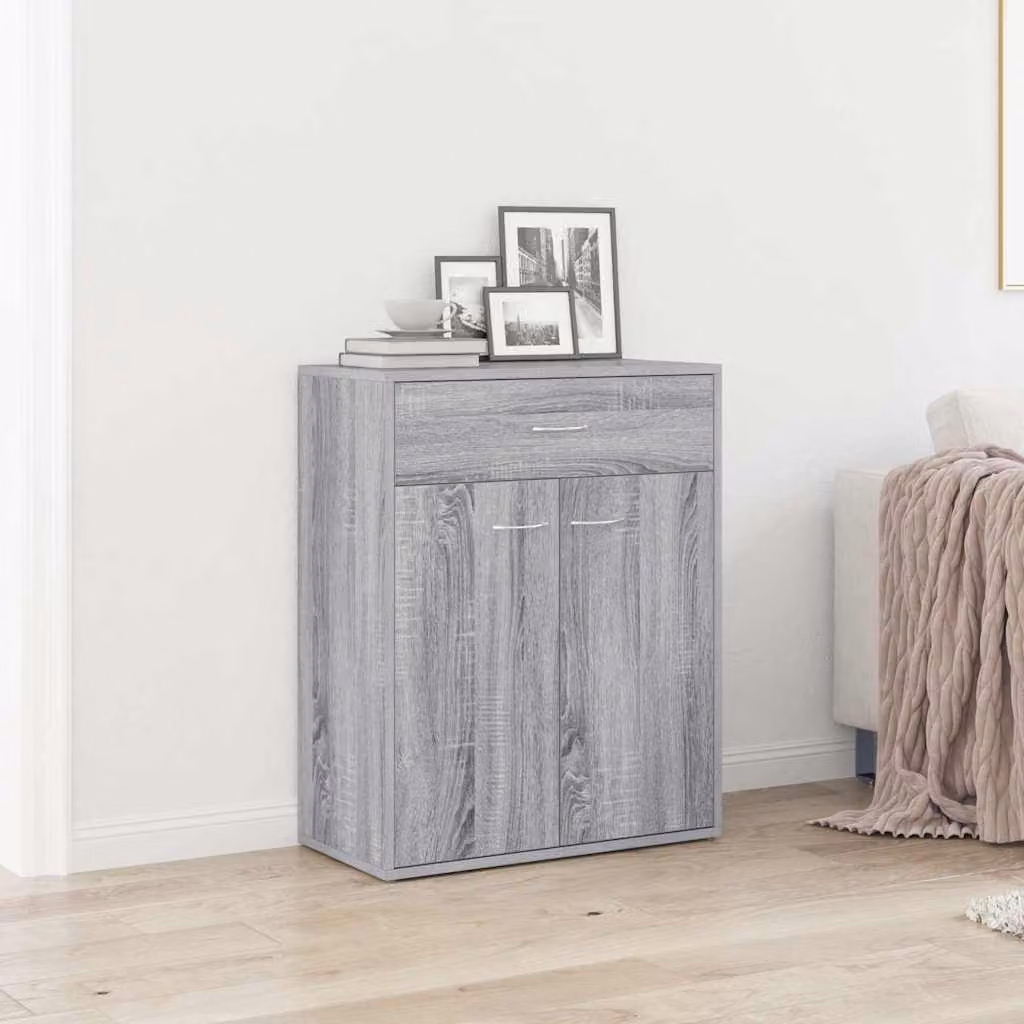 vidaXL Credenza Grigio Sonoma in Legno Multistrato e MDF, L 60 cm, P 30 cm, H 75 cm