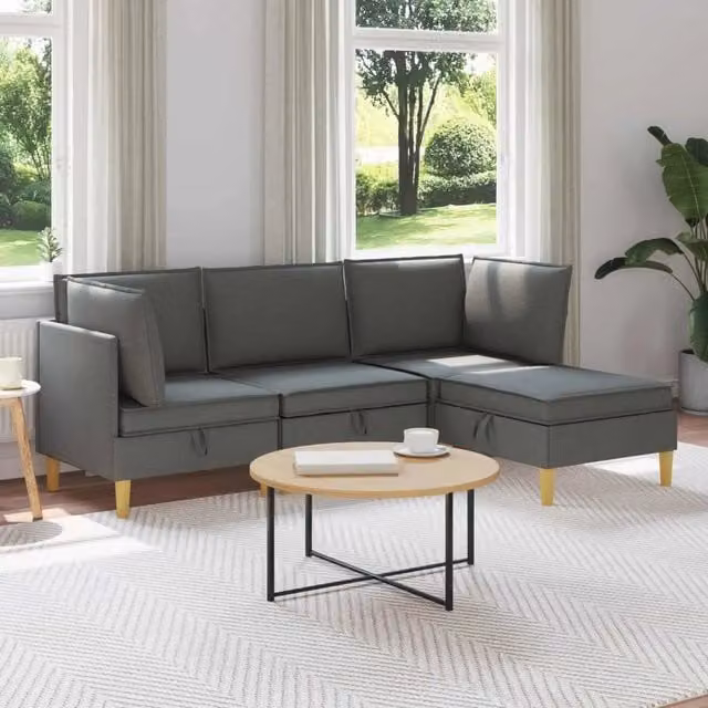 Set di divani modulari con spazio di archiviazione 4 pz Tessuto 3413680