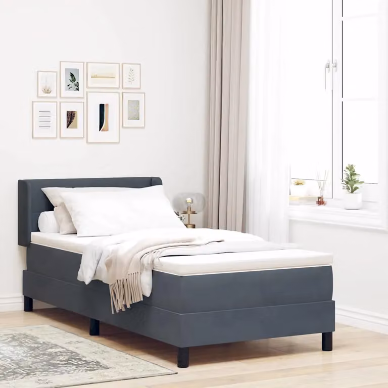 Letto ibrido con testiera in velluto vidaXL Grigio, L 200 cm x P 100 cm