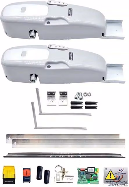 Kit Rocket con 2 motori per porta basculante a contrappeso e accessori 230V in acciaio grigio