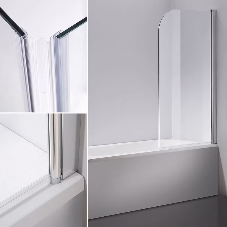 Melko Parete doccia Parete pieghevole per vasca da bagno in vetro temperato Parete doccia - 140x80 cm