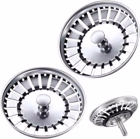 Set di 2 viti in acciaio inossidabile da 84 mm per sifoni - Viti di ricambio per sifoni - Griglie di scarico per filtri anti-residui alimentari e capelli - Compatibili con aperture di scarico da 84-85 mm