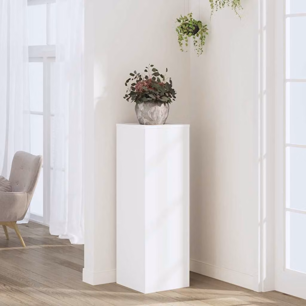 vidaXL Supporto per Piante Moderno Bianco in Truciolato L/P/H: 33 x 33 x 100 cm