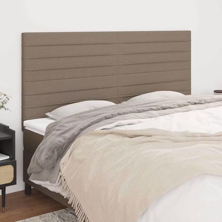 Testiera per letto imbottita vidaXL in tessuto color tortora L: 160 cm, P: 5 cm, H: 118-128 cm
