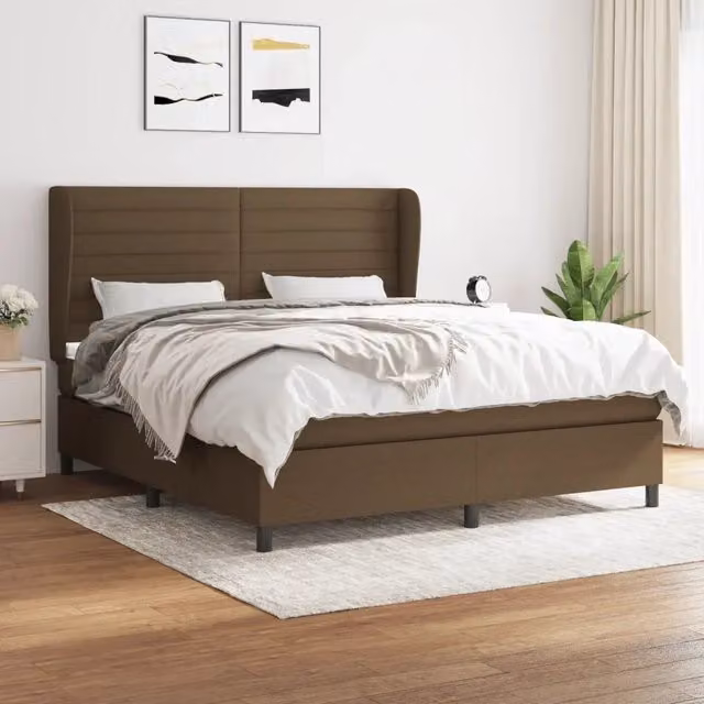 Letto Ibrido con Materasso vidaXL in Tessuto Marrone e Bianco L/P/H: 160 x 200 x 128 cm – 1