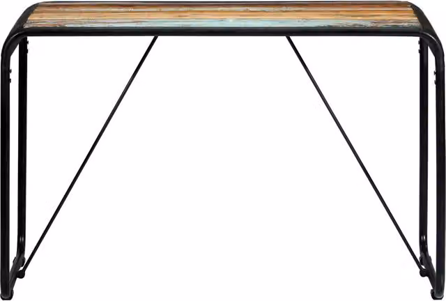 Tavolo da pranzo rettangolare in legno e metallo stile industrial, colore marrone, L 118 x P 60 x H 76 cm