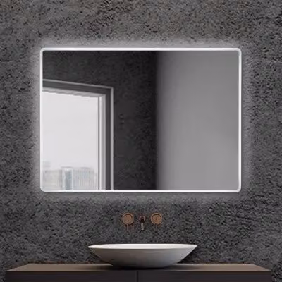 Specchio da bagno moderno INBAGNO bianco con cornice slim e luce LED naturale, L: 80 cm, H: 60 cm