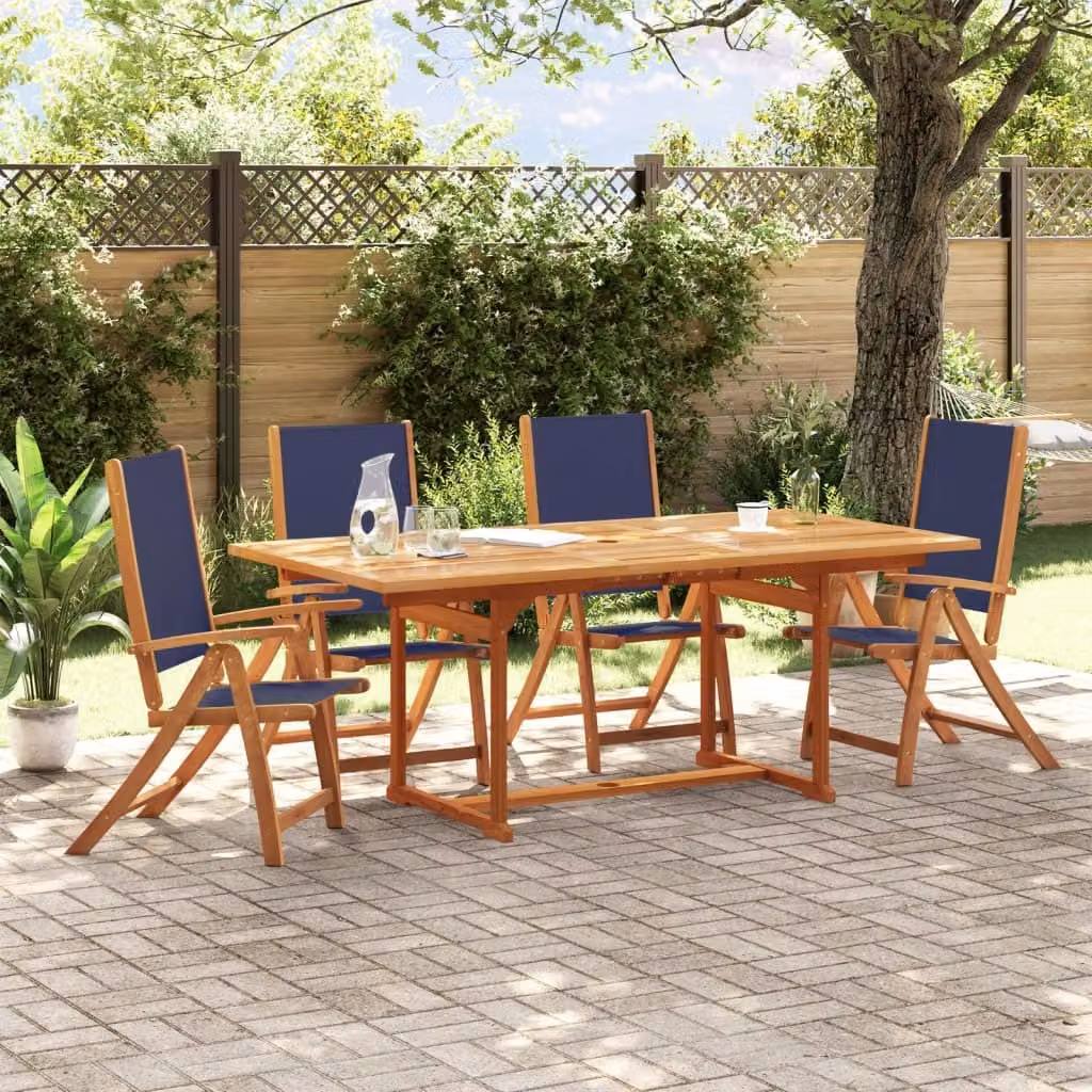 Maison Exclusive - Set da pranzo da giardino a 5 pezzi in legno massello di acacia e Textilene