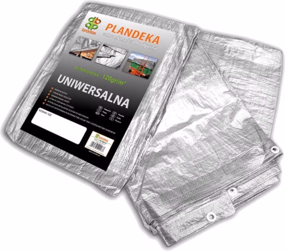 BRADAS Foglio di copertura, rinforzato 4x5m, 120g/m² ARGENTO BR-PL1204_5