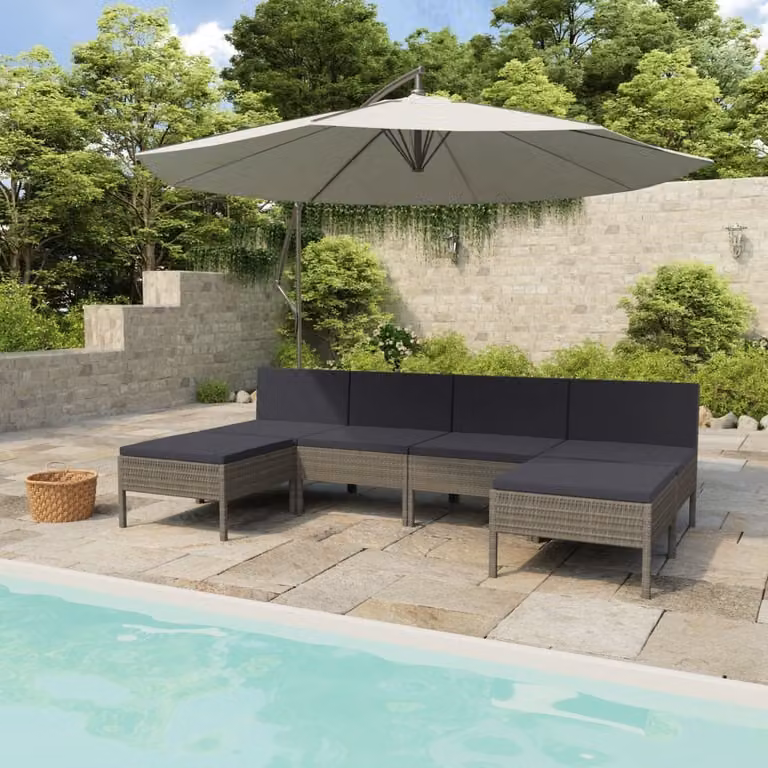 Maison Exclusive - Set da giardino da 6 pezzi con cuscini in rattan sintetico grigio
