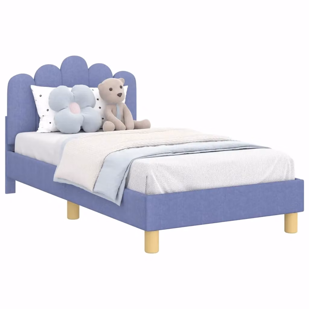 Struttura letto per bambini con testata e giroletto DESIGN IN in tessuto Blu, L 160 x P 80 x H 84 cm – 2
