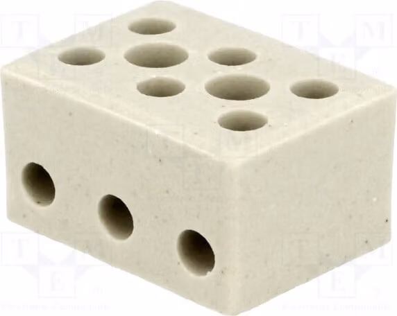 1 x Profilo di fissaggio per cavi: 3 morsetti a vite. Connessioni: 6, sezione 4 mm², tensione 450 V. Lunghezza: 34 mm. Modello: BM 9518. Profilo di fissaggio