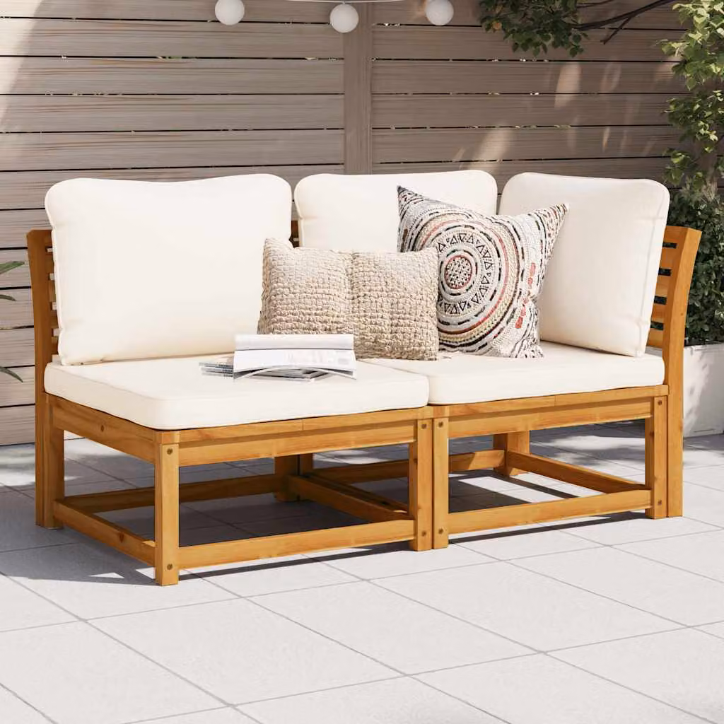 Set Salotto da Giardino a L vidaXL in Legno di Acacia con Cuscini Imbottiti