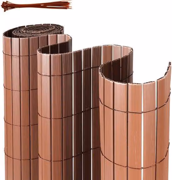 Parete divisoria in PVC 2x4 m, a forma di W, recinzione da giardino e parete per balcone, resistente al vento e alle intemperie, resistente ai raggi UV, per giardino e terrazza, marrone