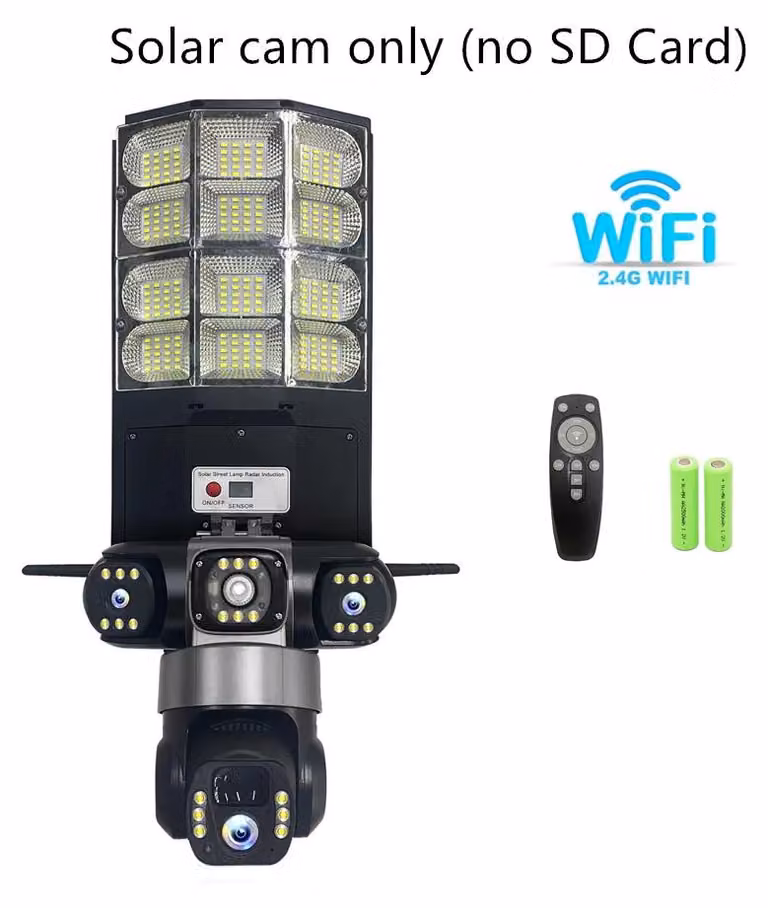 Lampione solare con telecamera di sorveglianza - Telecamera IP Wi-Fi - Solo Wi-Fi a 2,4 GHz - 15 MP - Panoramica/Inclinazione/Zoom - Rilevamento del movimento - Grado di protezione IP66 - Audio bidirezionale
