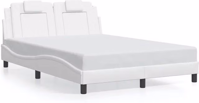 Letto matrimoniale | Letto per adulti | Giroletto Viana senza Materasso Bianco 140x200 cm in Similpelle