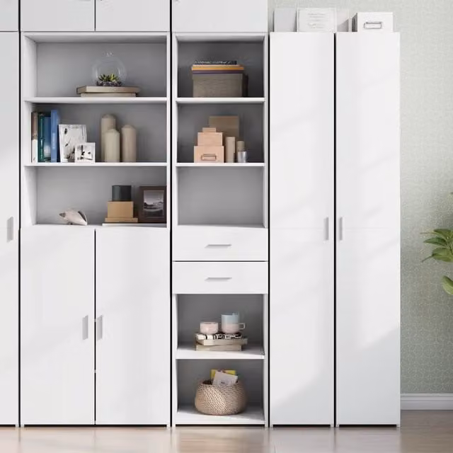 Credenza moderna a parete vidaXL in legno bianco opaco L/P/H: 45 x 42,5 x 185 cm
