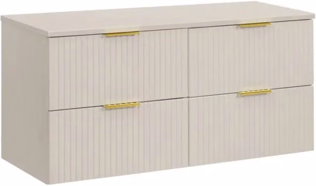 Set da bagno NOXERA 120 cm – Marrone Congo – Mobile con 4 cassetti + piano per lavabo
