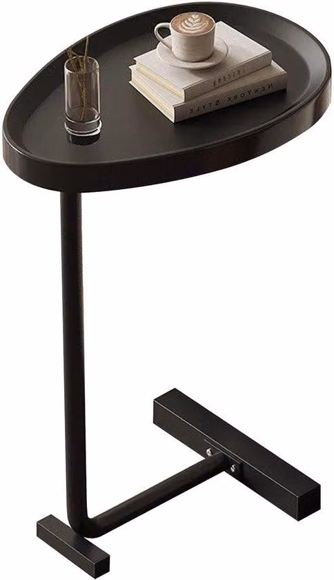 Tavolino a forma di "C" - Robusto, in metallo e PP - Tavolino multifunzionale per soggiorno/camera da letto - Design elegante - Compatto e versatile