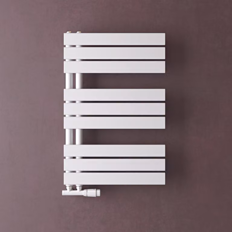 doporro Radiatore da Bagno 76x50cm, Radiatore Piatto Termoarredo da Bagno Riscaldamento Elettrico o da Acqua Calda FN Portasciugamani in Acciaio, Bianco