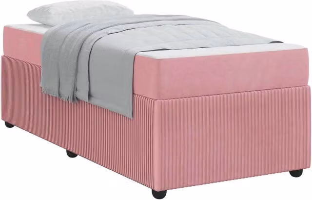 Letto singolo | Letto per adulti | Struttura del letto con materasso Rosa 100 x 200 cm Tessuto