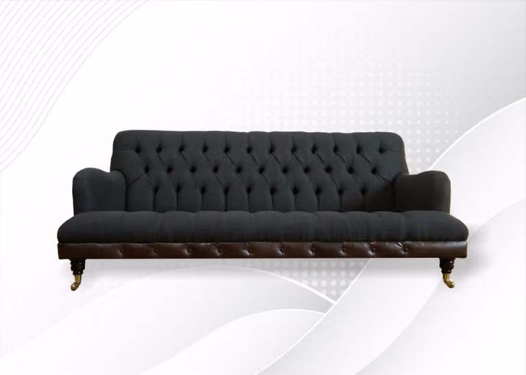 Chesterfield Schwarz Wohnzimmer Modern Design Couchen Sofa Luxus Möbel Stoff