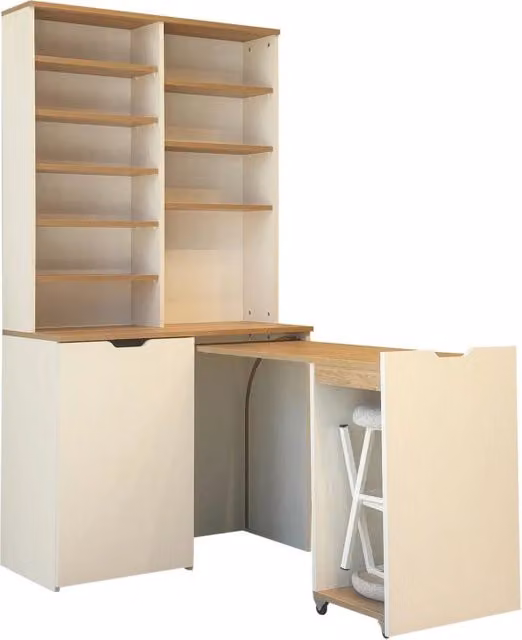 Espositore e sgabelli in legno "Flexa" - 100 x 45 x 190 cm - Crema