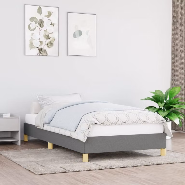 The Living Store Struttura letto grigio scuro 80x200 cm in tessuto