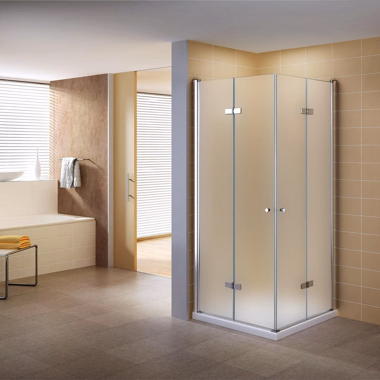 Cabina doccia con porta a soffietto i-flair 105x115x190 cm in vetro di sicurezza satinato da 6 mm - DK99