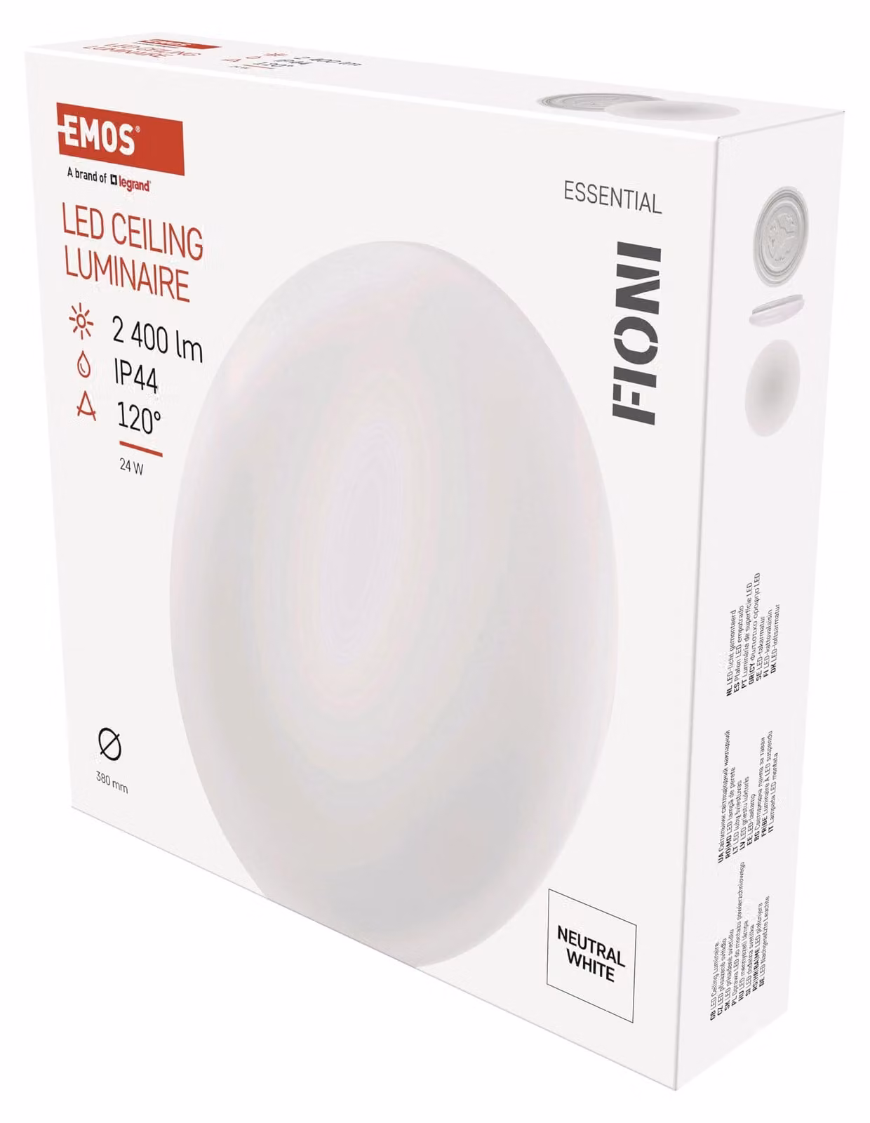 EMOS Apparecchio LED FIONI, bianco rotondo 24W bianco neutro, IP44, ZM1122