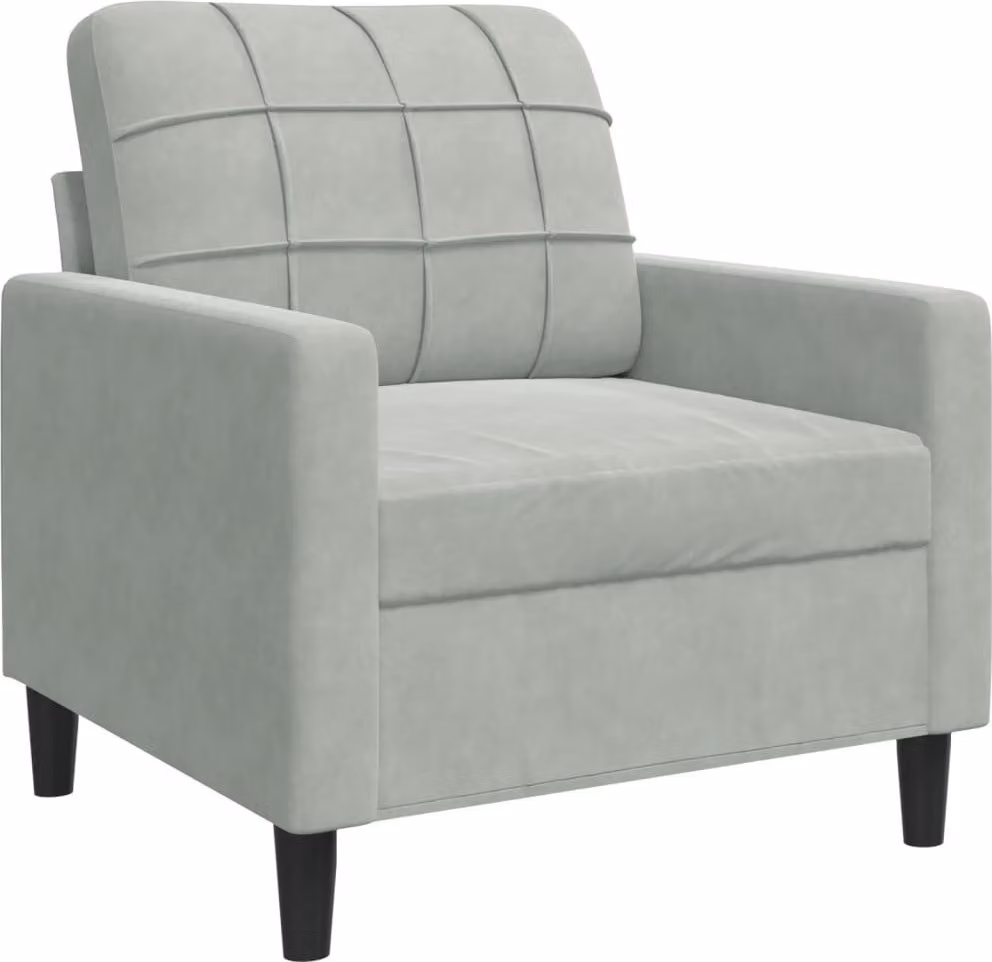 Poltrona Grigio Chiaro 60 cm Velluto