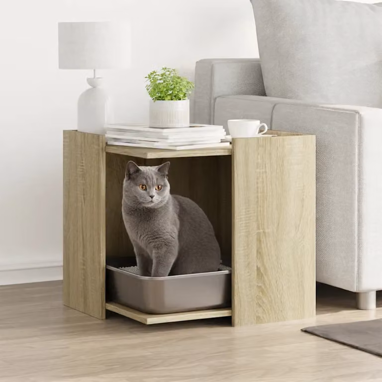 vidaXL Rifugio per lettiera per gatti in legno marrone, L/P/H: 53 x 53 x 51 cm