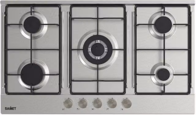 Piano cottura Samet Apollo 2 a gas da incasso 5 fuochi 90 cm. in acciaio inox
