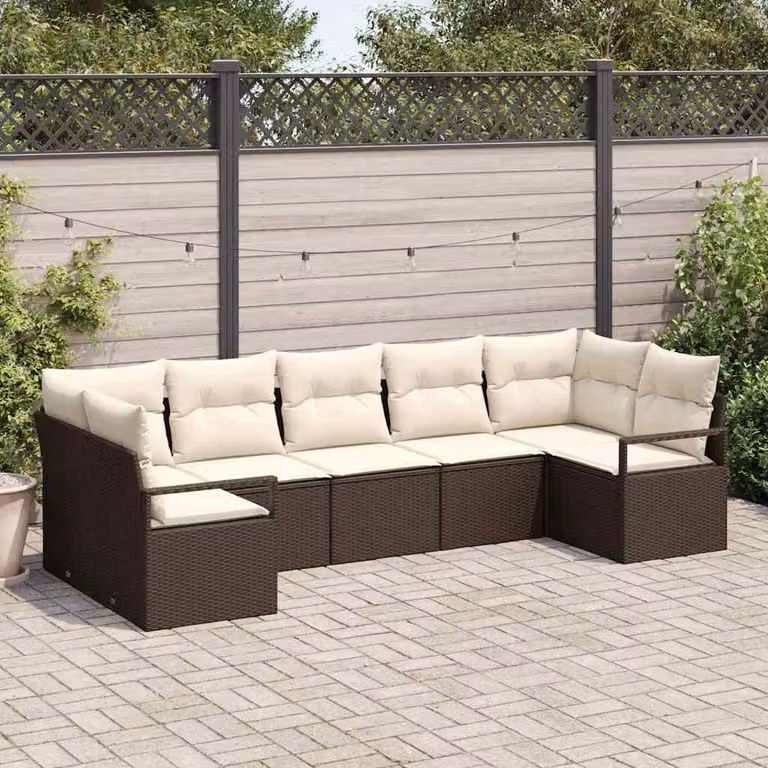Maison Exclusive - Set di divani con cuscino 7 pcs Marrone polyrattan