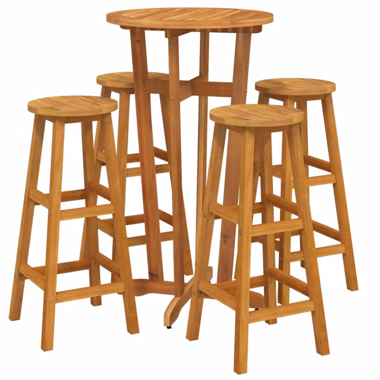 Set da Bar da Giardino 5 pz in Legno Massello di Acacia
