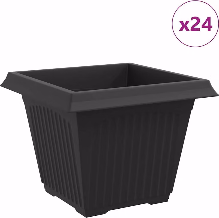 Vaso quadrato per fiori 24 pcs Nero 43 x 43 x 33,5 cm Plastica