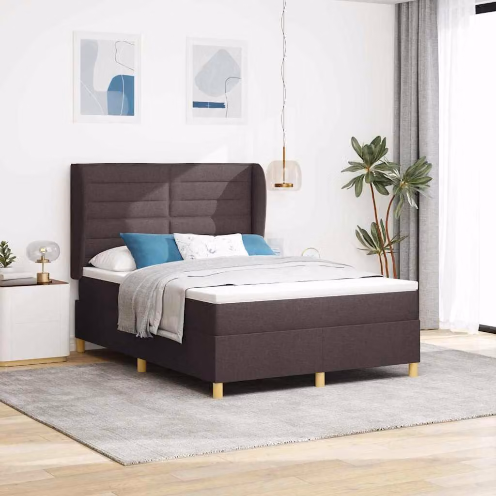 Maison Exclusive - Letto boxspring con materasso, marrone scuro, 200 x 140 cm, tessuto