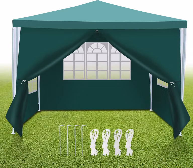 Tenda da festa Ikodm, modello 3x3 metri, con struttura in metallo robusta, impermeabile, adatta a un massimo di 3 persone, colore verde
