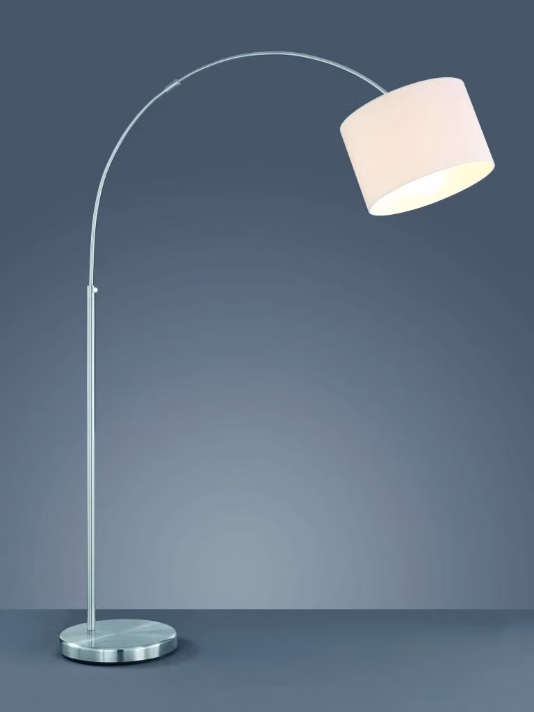 Lampada Piantana ad Arco Trio Leuchten con Paralume Bianco e Struttura Argento, Altezza: 215 cm – 2