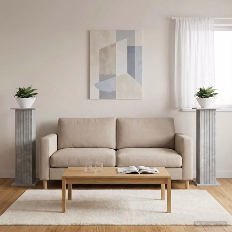 Set di 2 supporti per piante moderni vidaXL in colore grigio cemento, L/P/H: 30,5 x 30 x 100,5 cm