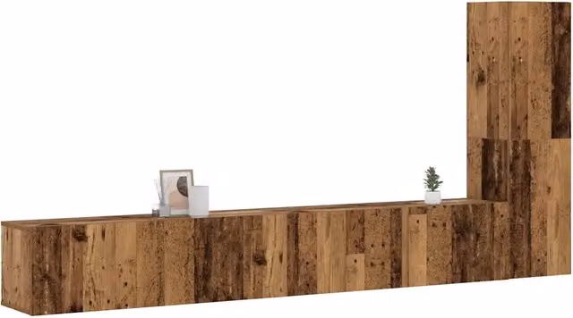 Mobili TV a Parete 3 pz Legno Antico in Legno Multistrato 3328983