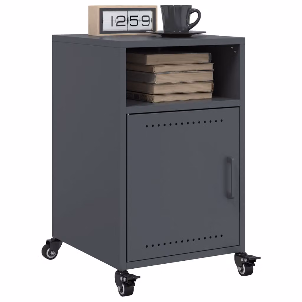 Set di 2 comodini vidaXL in metallo antracite opaco L/P/H: 36 x 39 x 59 cm