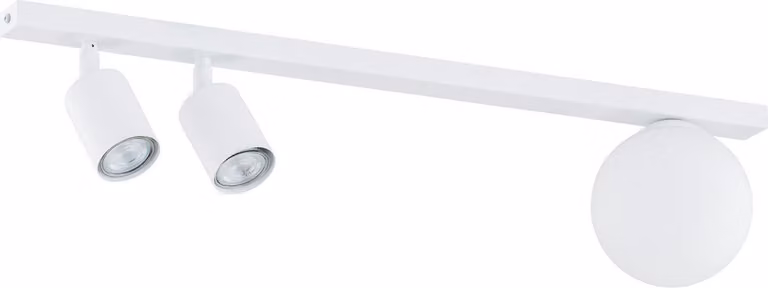 Lampada da soffitto bianca con faretti + paralume a barra da 60 cm BASTER 2xGU10 8W + 1xE14 10W Emibig