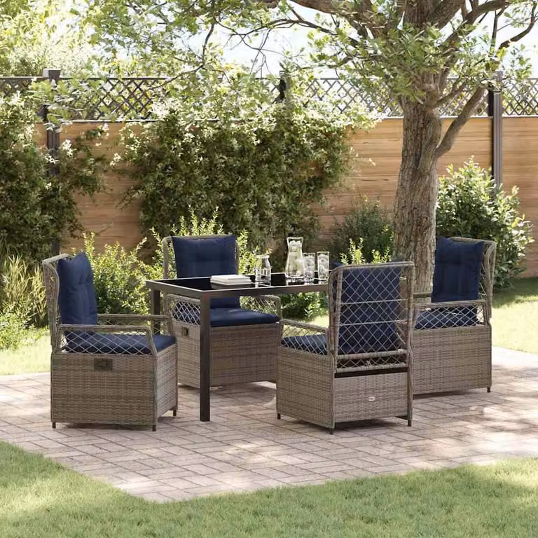 Maison Exclusive - Set da pranzo per esterno, 5 pezzi, grigio, rattan sintetico