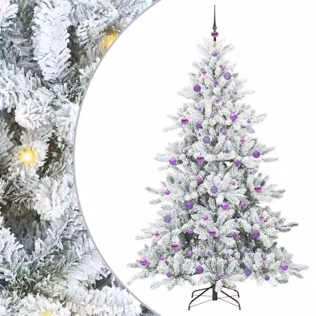 Albero di Natale Artificiale-Albero Natalizio con Rami Pieghevoli Bianco 210 cm 471752