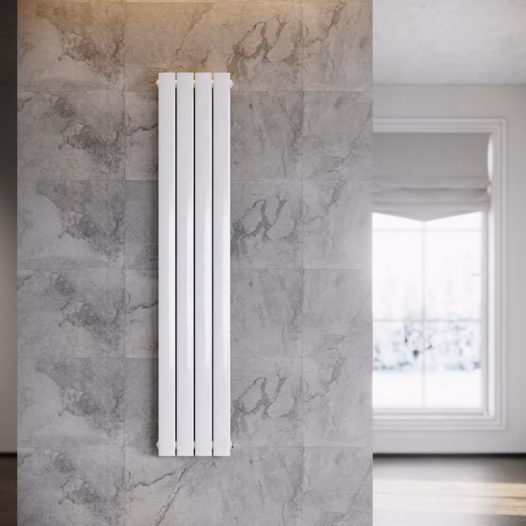SONNI Radiatore verticale di design a pannello, monostrato, bianco, 1600×311 mm, senza resistenza