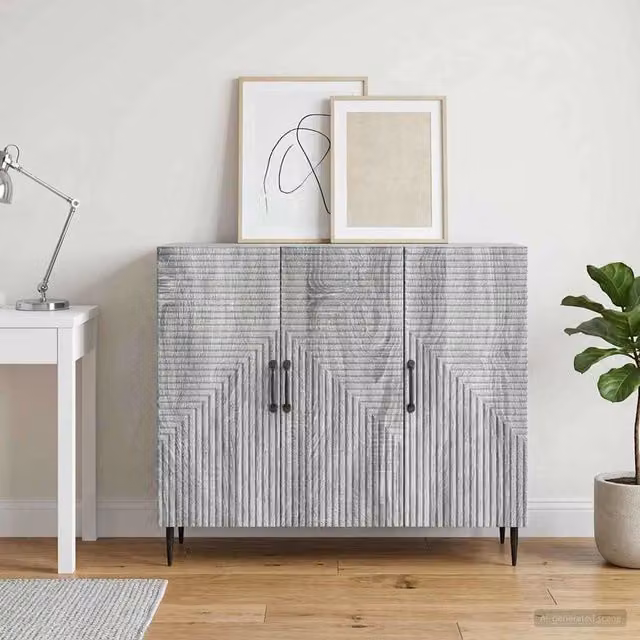 Credenza moderna vidaXL in legno MDF grigio per soggiorno o sala da pranzo L 89 cm, P 34,5 cm, H 80 cm